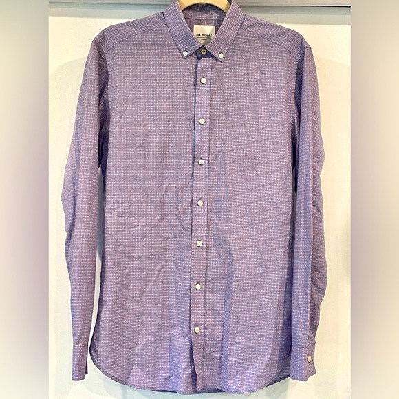 Ben Sherman Other - Ben Sherman tailored-fit dress shirt in dark pink and light blue check, Men’s S